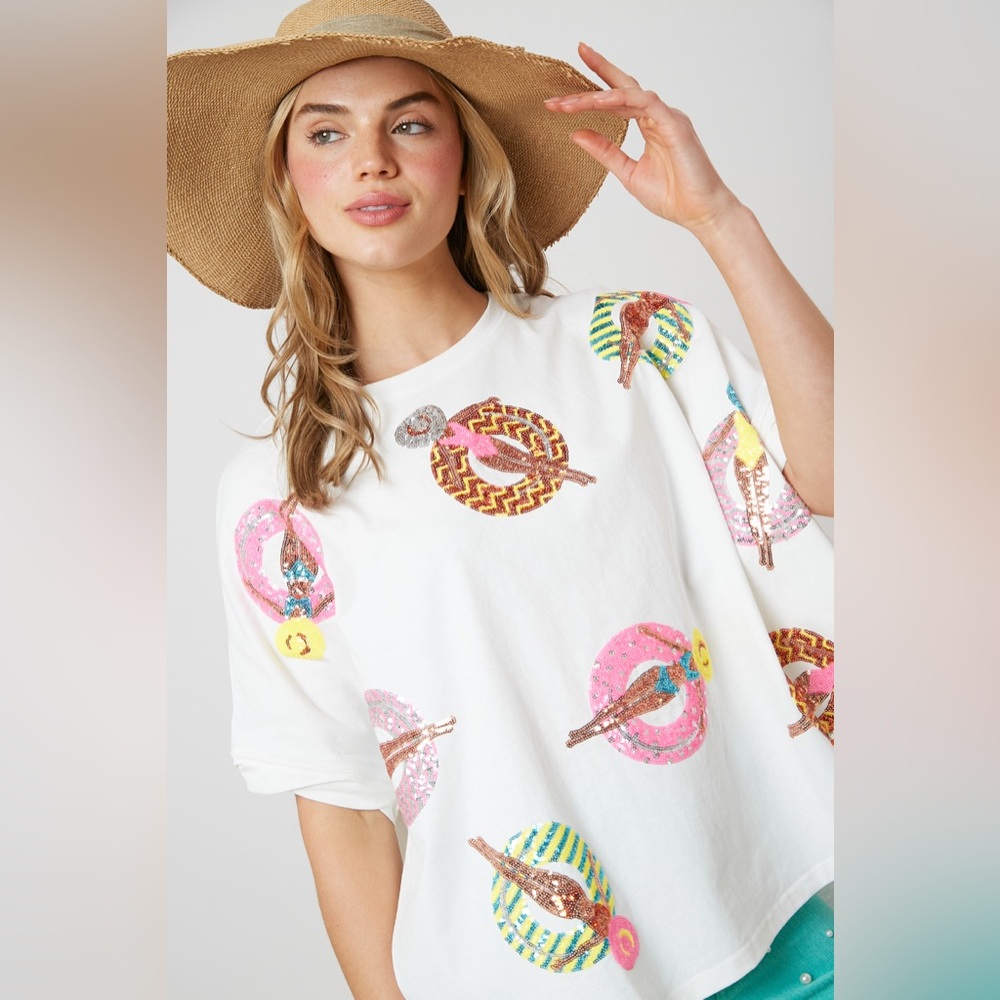 🚨 F16 only Large left! fantastic fawn new oversize pool swim smshirt